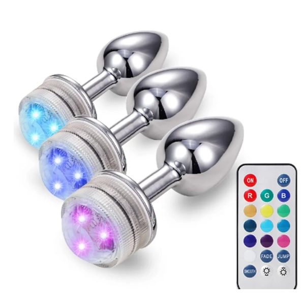 Plug anal acier lumineux à distance Taille S